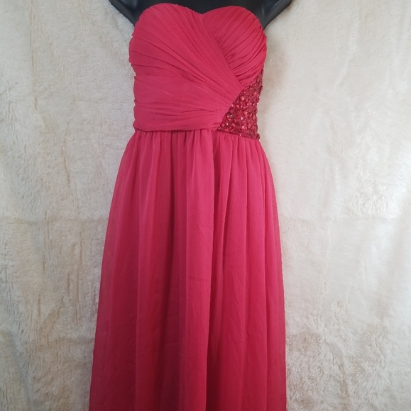 Aqua Dresses Fuchsia Long Strapless Chiffon Size 4 - Picture 3 of 8